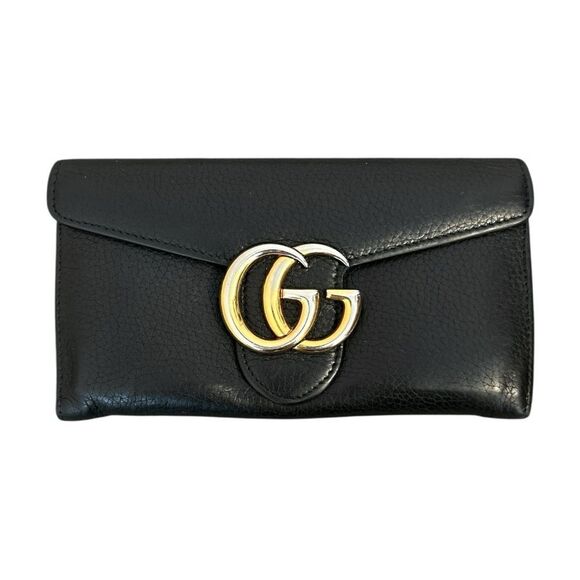 Gucci GG Marmont Continental Black Leather Wallet - Picture 1 of 13